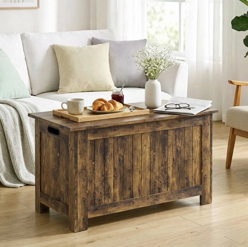 Cassapanca contenitore in MDF marrone rustico 81 × 40 × 46 cm