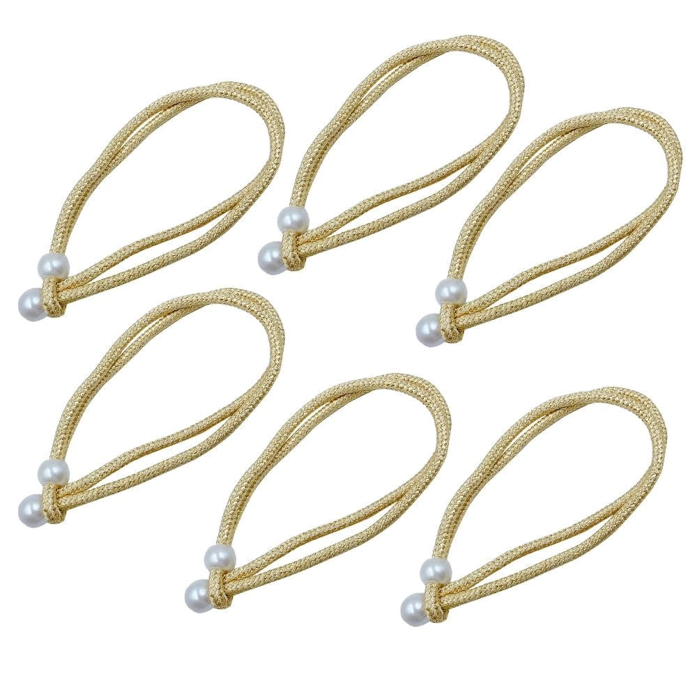 6 fermarulli per tende intrecciati, 40 cm, color oro chiaro