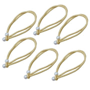 6 fermarulli per tende intrecciati, 40 cm, color oro chiaro