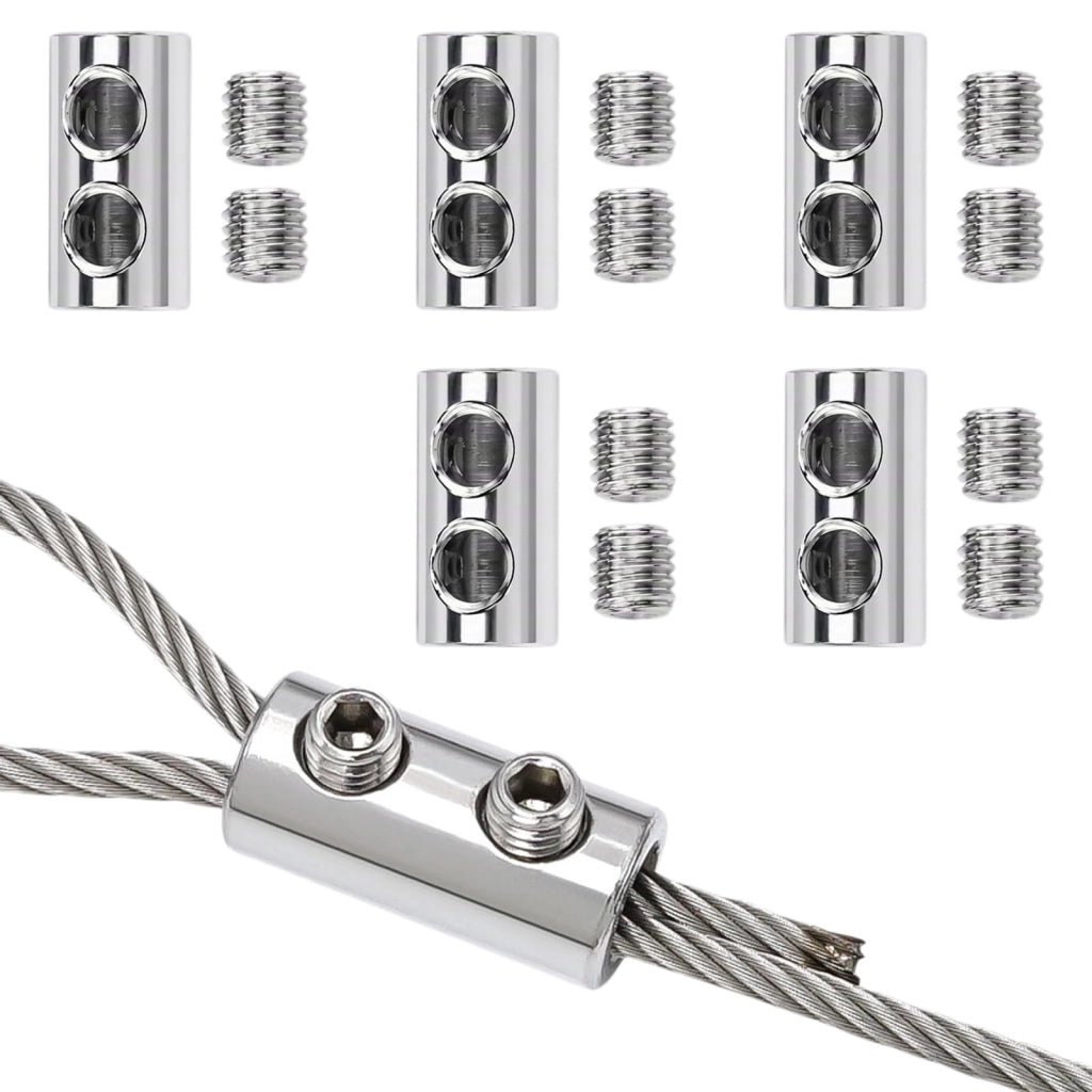 5 fascette stringicavo in acciaio inossidabile per cavi in acciaio da 1,5 a 2 mm