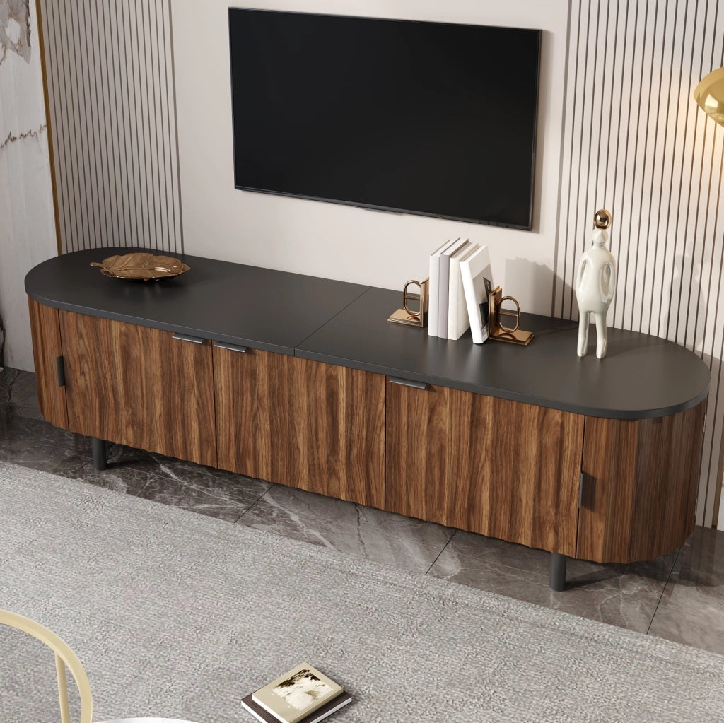 Mobile TV in MDF color noce con 5 ante e frontali scanalati