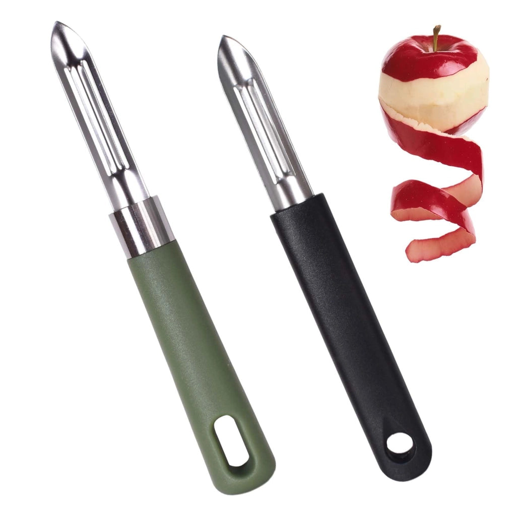 Set di 2 pelapatate, in acciaio inossidabile, ergonomici, verde/nero