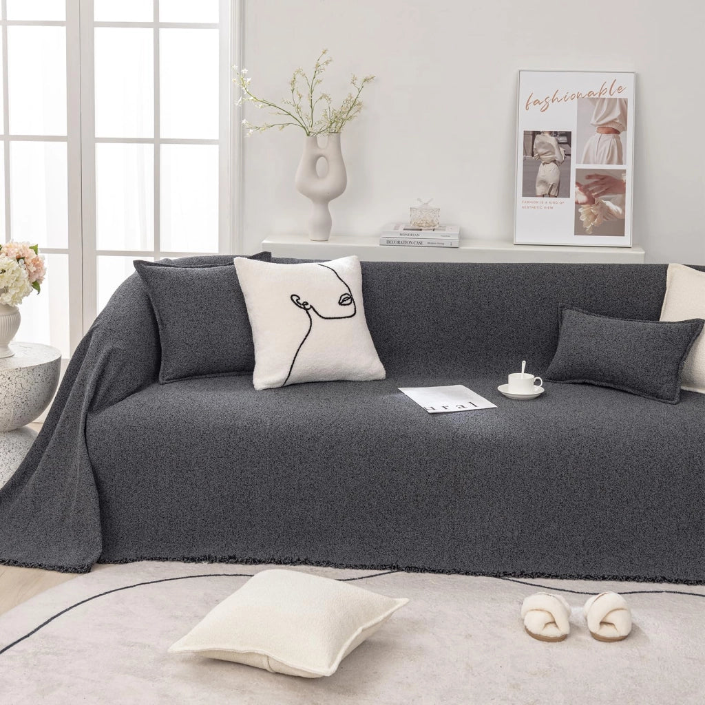 Tappeto antiscivolo in canapa e lino, colore grigio scuro, dimensioni 180x380 cm