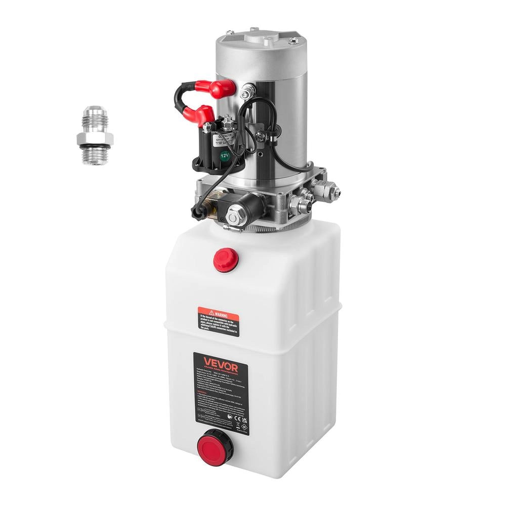 Pompa Idraulica 12V CC 1,6 kW per Rimorchio Ribaltabile, Centralina Singola Azione con Serbatoio in Plastica 7 Qt, Robusta e Pratica per Officina