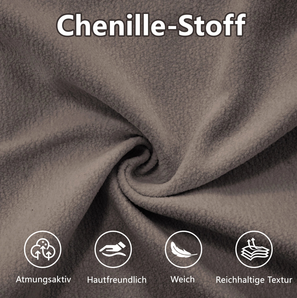 DIVANO modulare con pouf mobili in ciniglia marrone