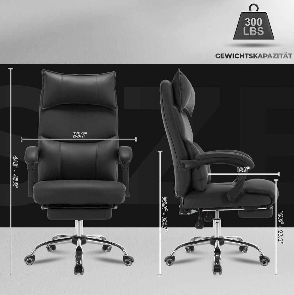 Sedia da ufficio ergonomica 65x48x120 cm in tessuto nero, regolabile e girevole