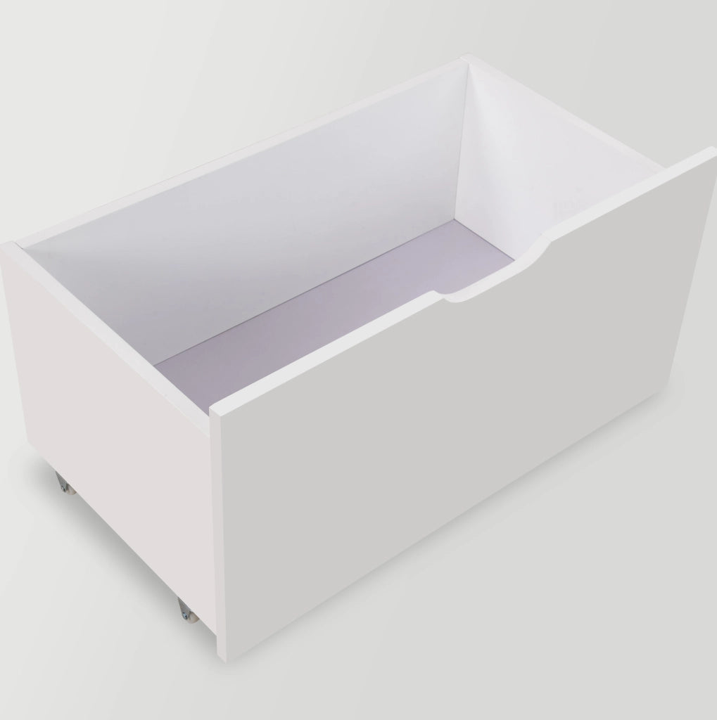 Letto contenitore per bambini 90x190 cm con scala e rete a doghe in legno di pino bianco, senza materasso