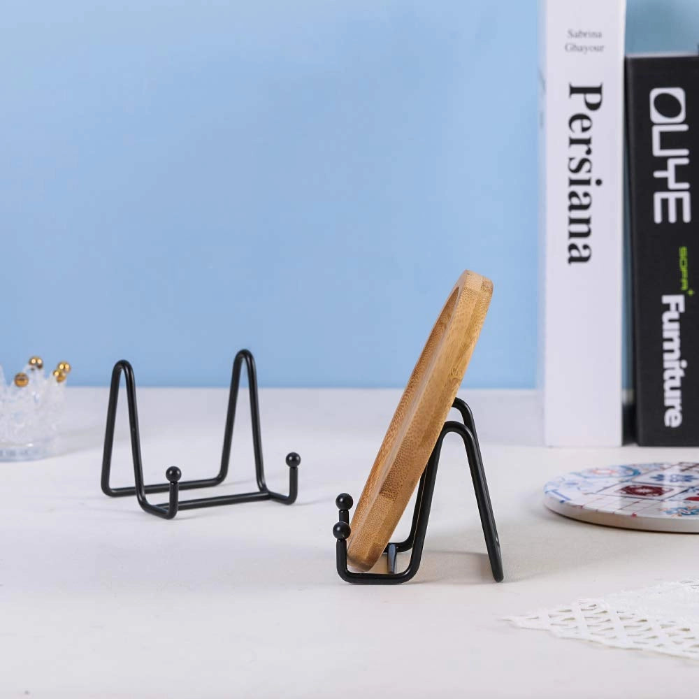 Supporto per foto e piatti, in ferro, 7,6 cm, colore nero