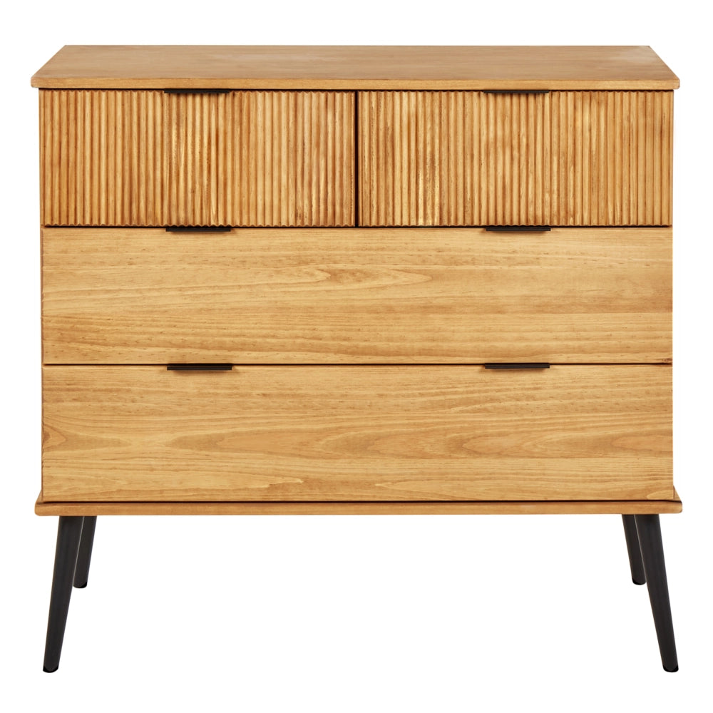 Cassettiera in legno di pino 4 cassetti legno chiaro soggiorno stile rustico