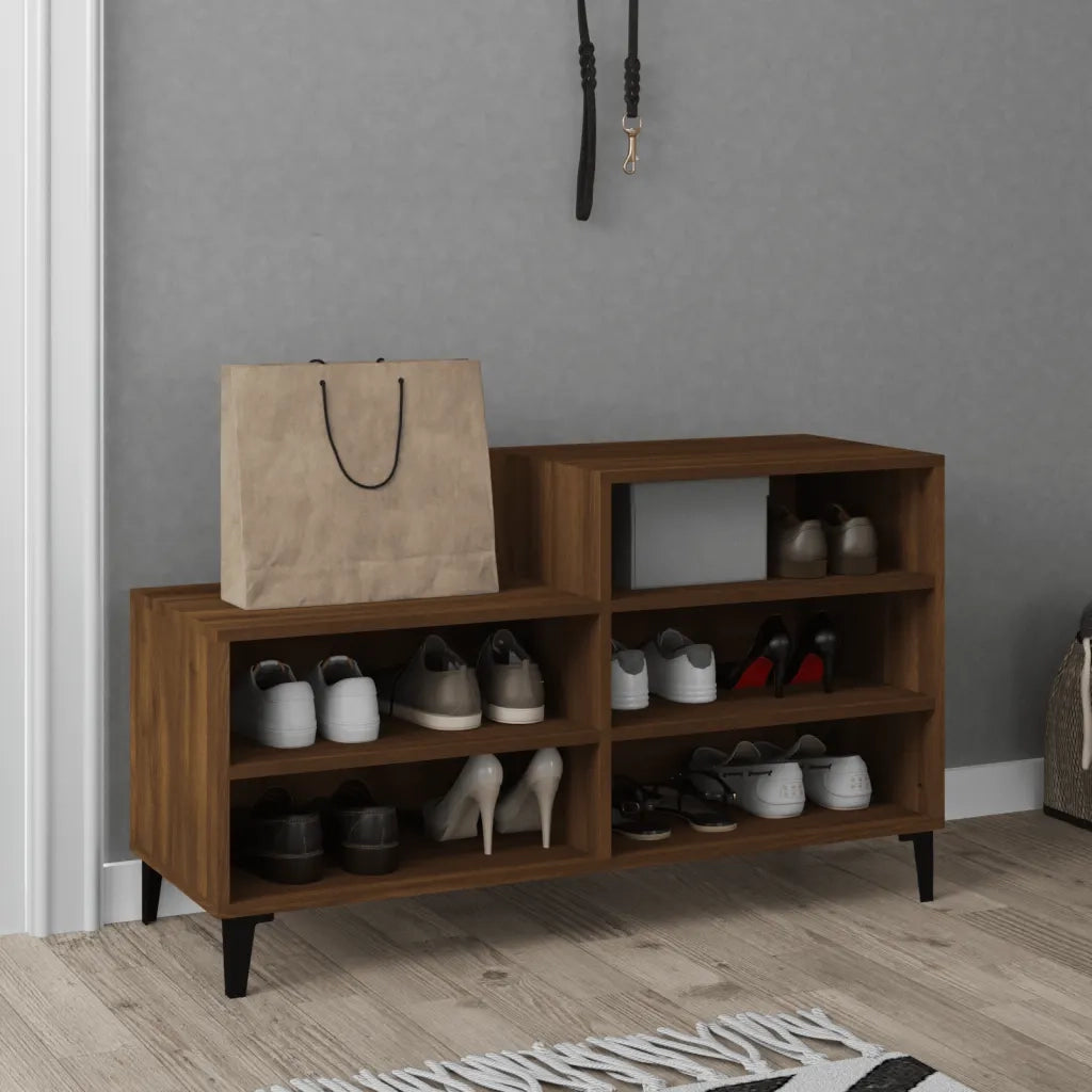 Scarpiera-Scaffale per scarpe Rovere Marrone 102x36x60 cm in Legno Multistrato 874921