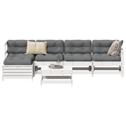 Set Divani da Giardino 6 pz Bianco in Legno Massello di Pino