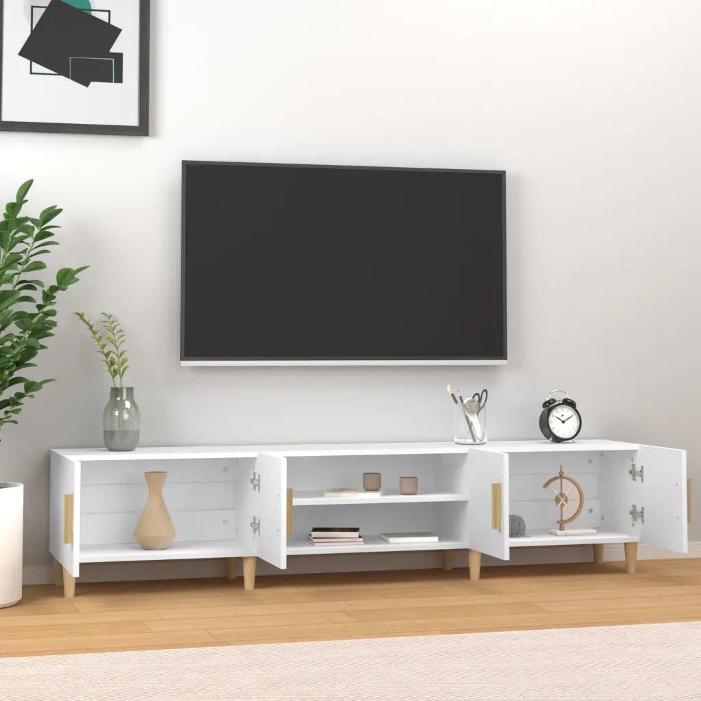 Mobile TV | Armadietto TV | Mobile Porta TV Bianco 180x31,5x40 cm in Legno Massello di Argilla