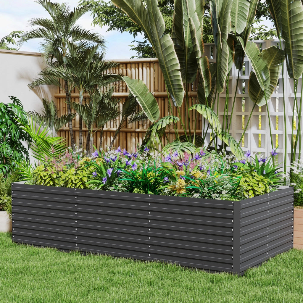 Fioriera Rialzata Rettangolare per Giardino ¨C Zephmum ¨C Grigio 240x120x60cm