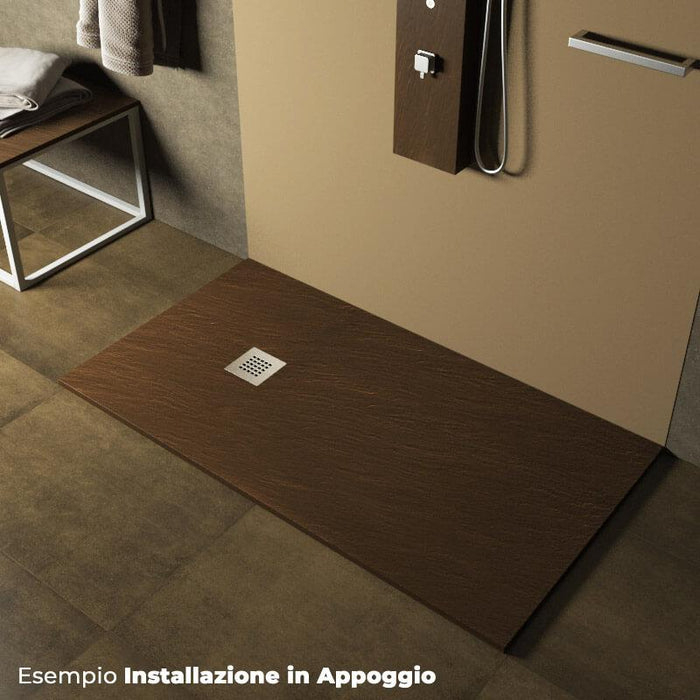 Piatto Doccia in Pietra 70x190 cm Pedrinelli Ardesia Stone Side Marrone