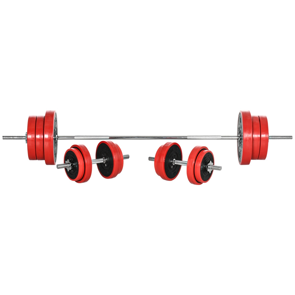 Set Bilanciere Dischi 65kg ¨C zephmum ¨C Metallo Sabbia Ferro Gomma Rosso