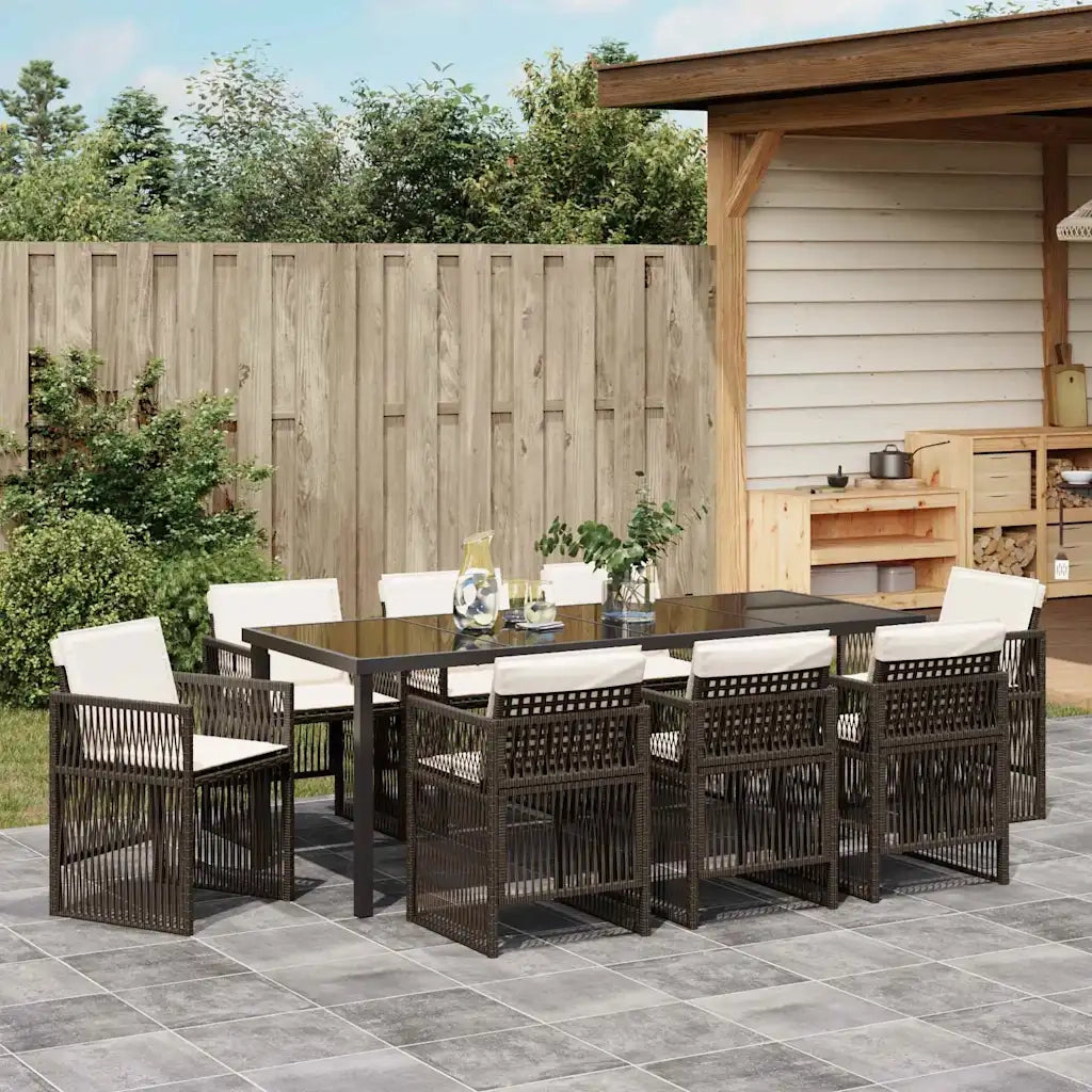 Set da Pranzo per Giardino 9 pcs Marrone 3380660