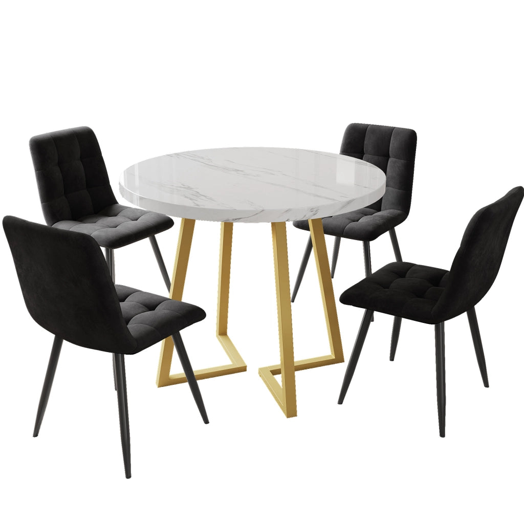 Gruppo pranzo 80 cm; design moderno; piano effetto marmo; MDF; multicolore