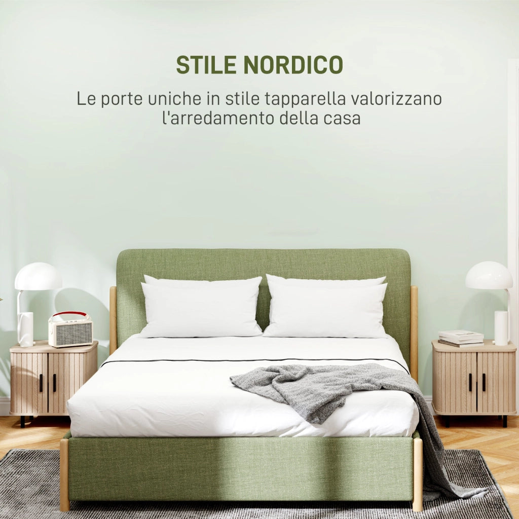 Set 2 Comodini Stile Nordico 48x40x48 cm in Legno Canettato Rovere e Nero