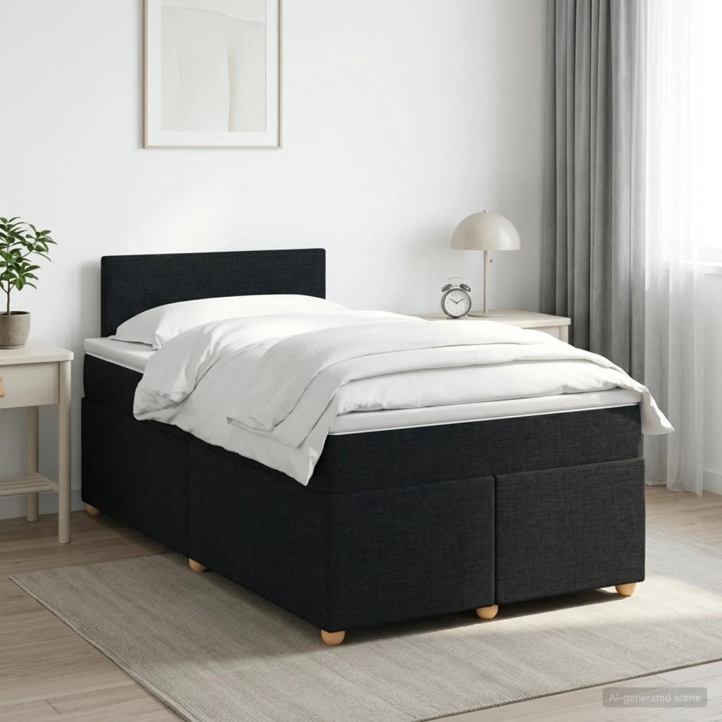 Letto box spring con materasso Nero 120 x 200 cm Tessuto 3450932