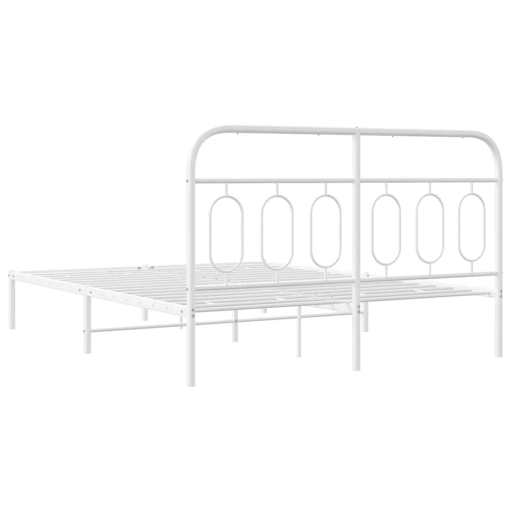 Giroletto con Testiera-Struttura Letto con testiera Metallo Bianco 135x190 cm 335362