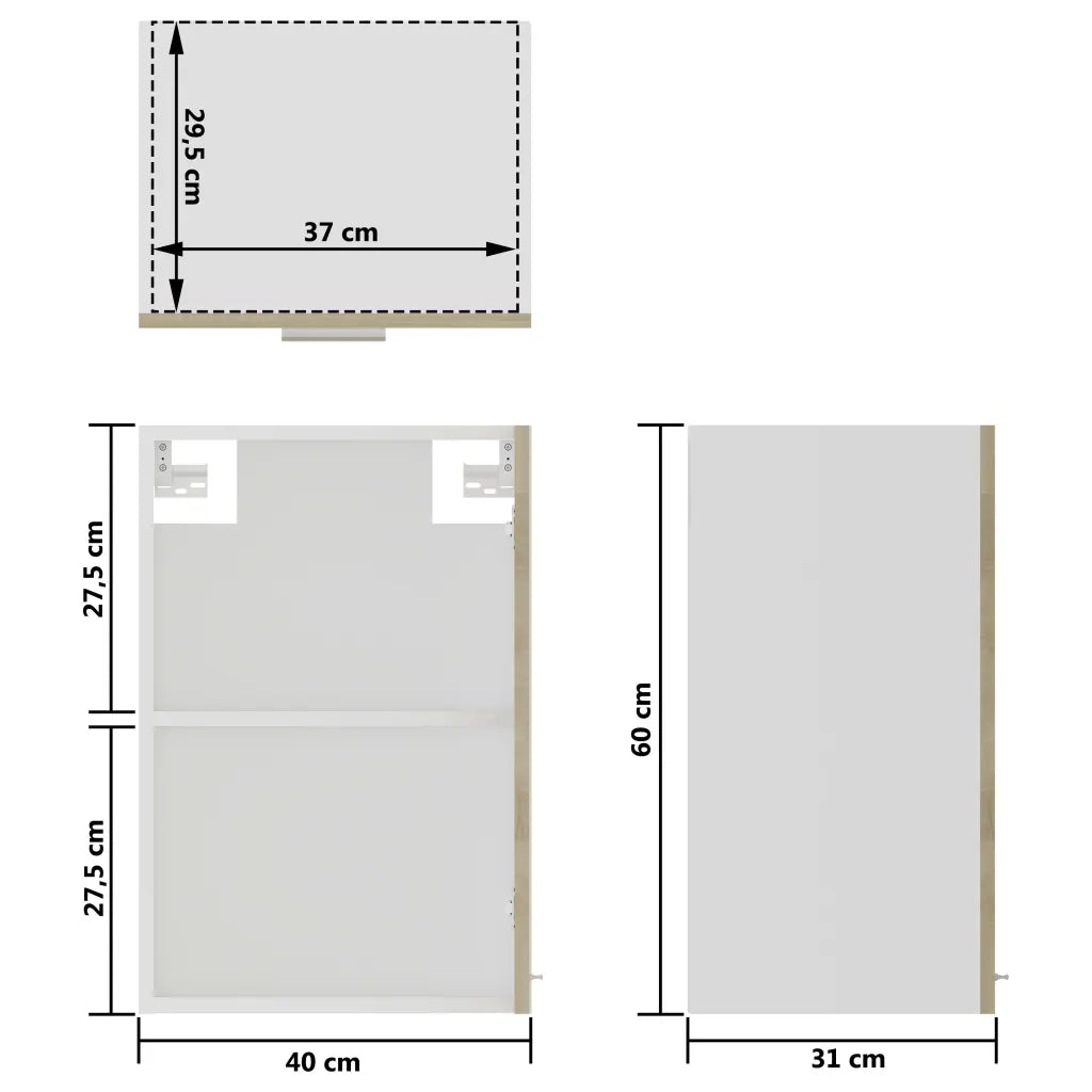 Mobile Pensile con Vetro “Lyon” Rovere Sonoma 40x31x60 cm 802508