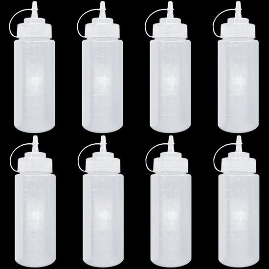 Set di 8 flessi per salse in plastica da 450ml - Ideali per uso in cucina - Materiali ecologici - Set completo