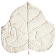 Tappeto per bambini in cotone bianco sporco a forma di foglia, trapuntato 110 x 110 cm, accessorio per la cameretta dei bambini.