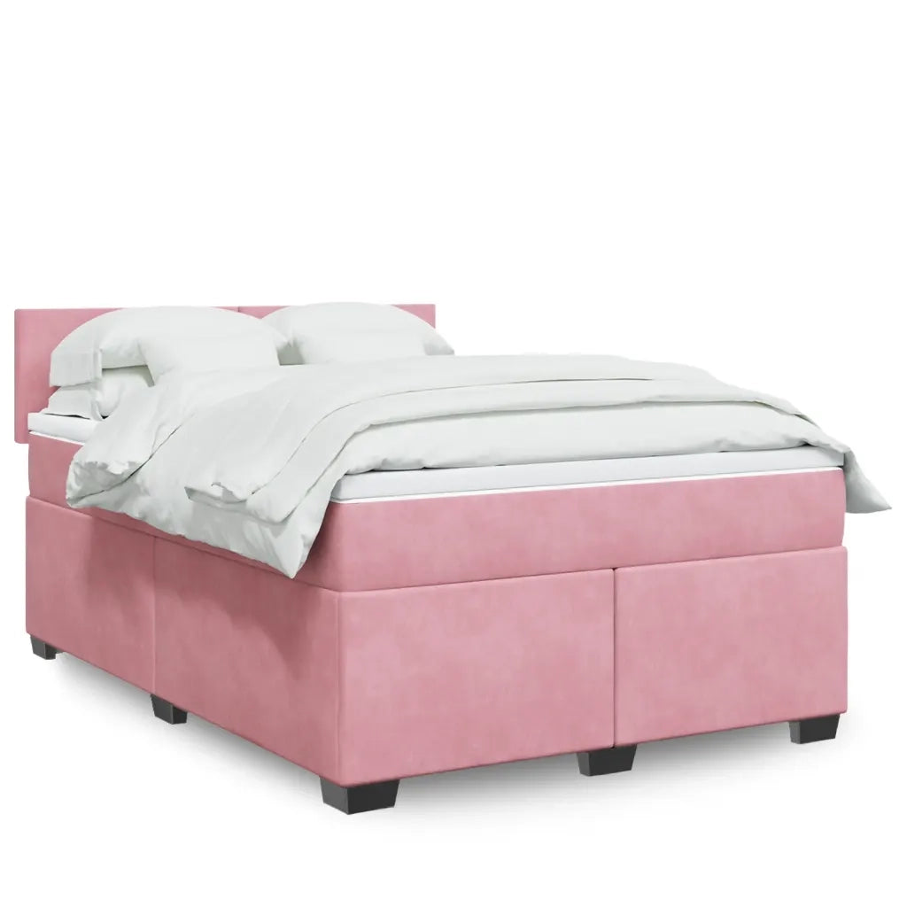 Giroletto a Molle con Materasso Rosa 160x200 cm in Velluto