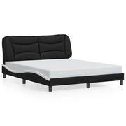 Letto matrimoniale | Letto per adulti | Giroletto senza Materasso Hvar Nero e Bianco 160x200 cm in Similpelle
