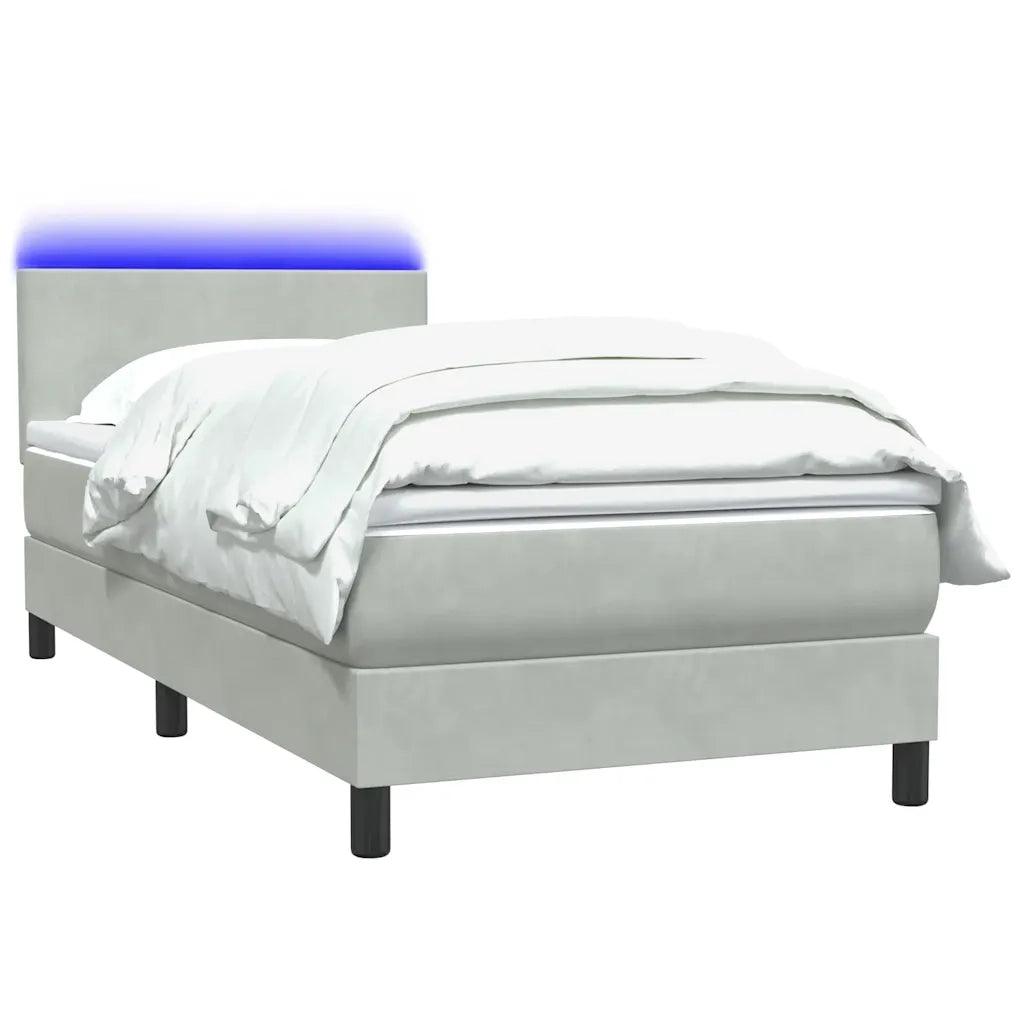 Letto a Molle con Materasso e LED grigio chiaro 90x210 cm Velluto 3316671