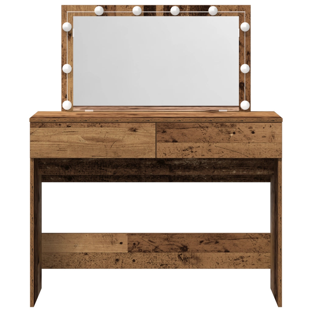 Tavolo da trucco con LED Legno Vecchio 100x40x120 cm