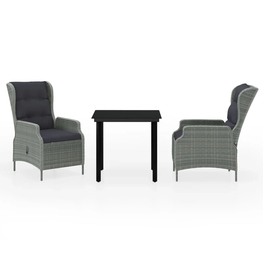Set da pranzo da giardino per esterni 3 pezzi mobili grigio chiaro 02_0013625