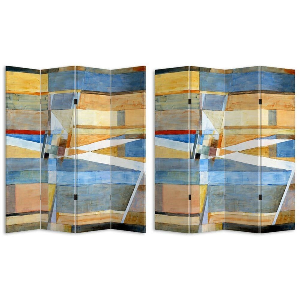 Paravento Separe 4 Pannelli Stampa Fronte Retro Quadro Astratto Divisori 180x160