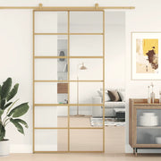 Porta Scorrevole Oro 102,5x205 Vetro Trasparente ESG Alluminiocod mxl 107691