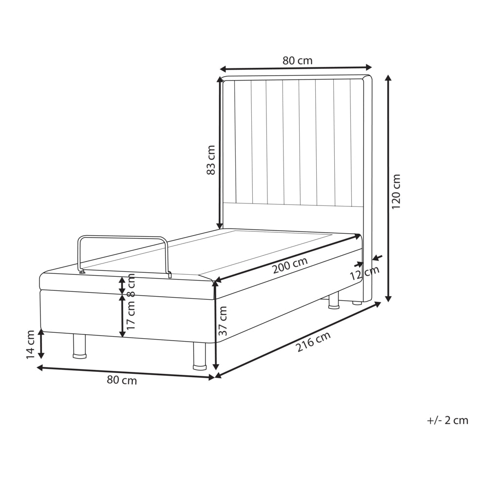 Letto Tessuto Beige chiaro Elettrico Regolabile con Telecomando 80 x 200 cm