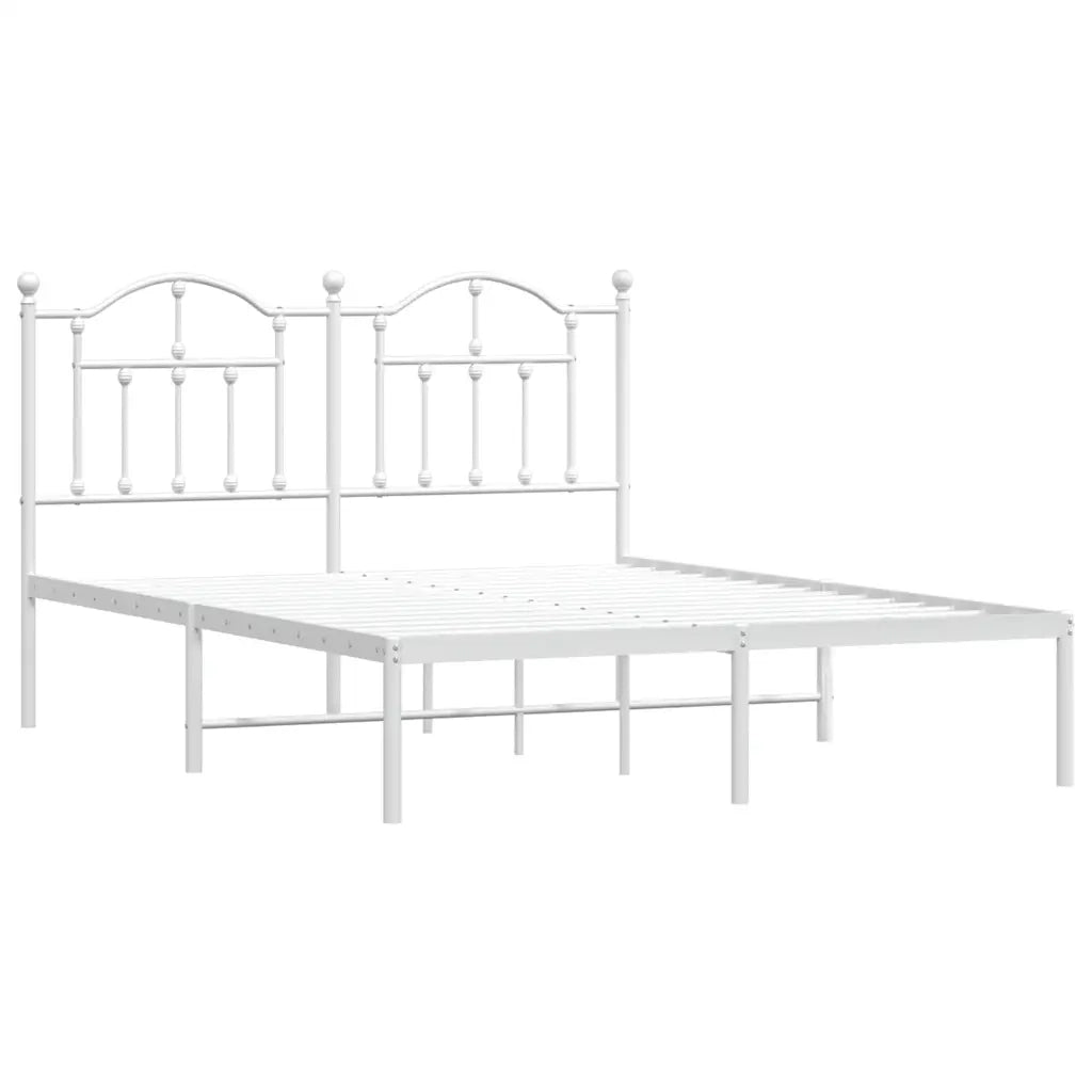 Giroletto con Testiera-Struttura Letto con testiera Metallo Bianco 140x200 cm 820704