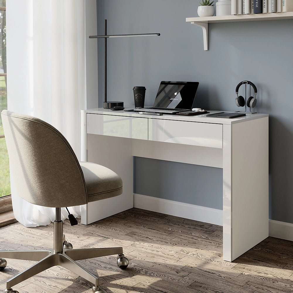 Vicco Scrivania Bianco lucido/bianco 110 x 50 cm con 2 cassetti