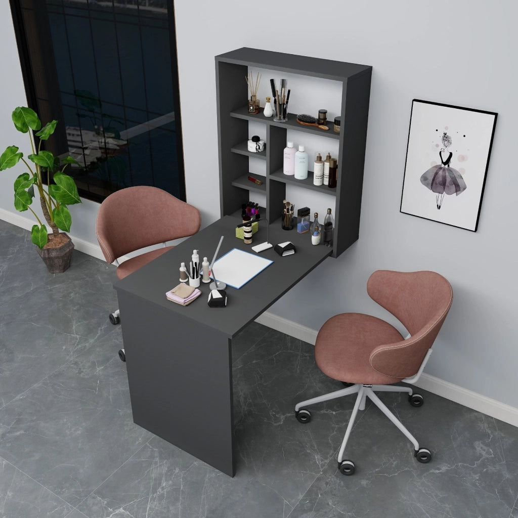 Tavolo da trucco in legno "Sedir" - 90 x 59 x 74 cm - Grigio antracite