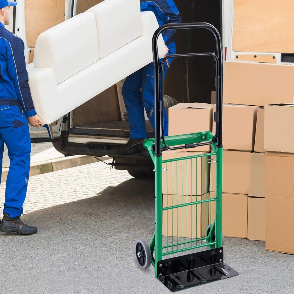 Carrello Per Trasporto Pieghevole, 2 in 1, Portapacchi Carrello per Trasporto di Sacchi in Acciaio, Altezza Regolabile, Capacità di Carico Fino a 90 kg