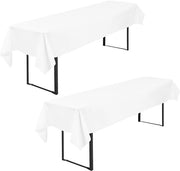 Tavolino per Esterni 2 in 1 110 x 260 cm, Telaio in Poliestere, Lavabile e Resistente, Tavolino per Feste all'Aperto, Compleanno o Barbecue (Bianco)