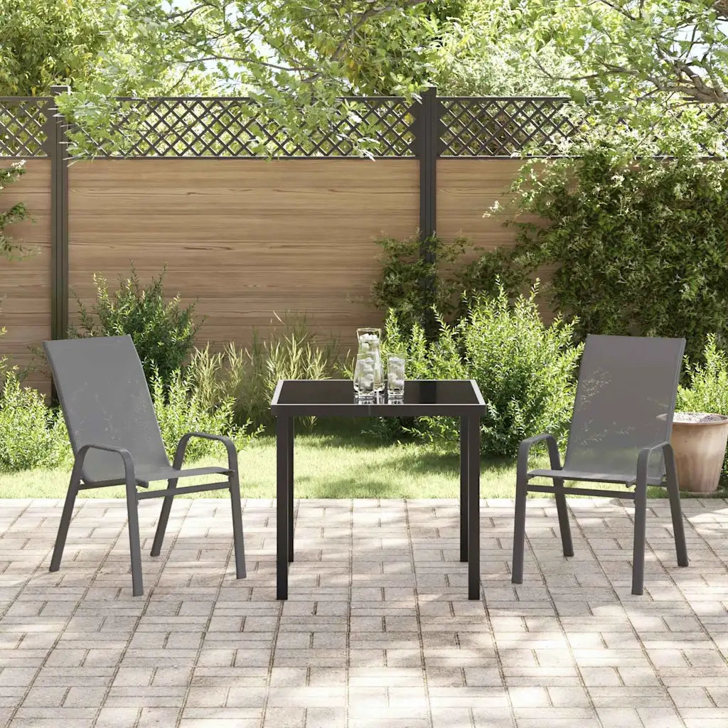 Set da Pranzo per Giardino 3 pcs Grigio e Nero 3379121