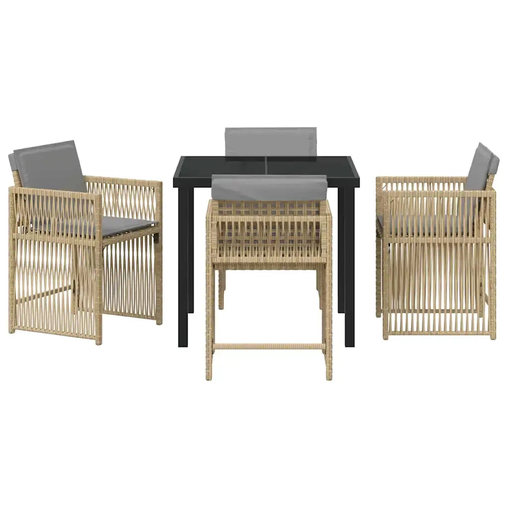 Set da Pranzo per Giardino 5 pcs Beige polyrattan 3380793