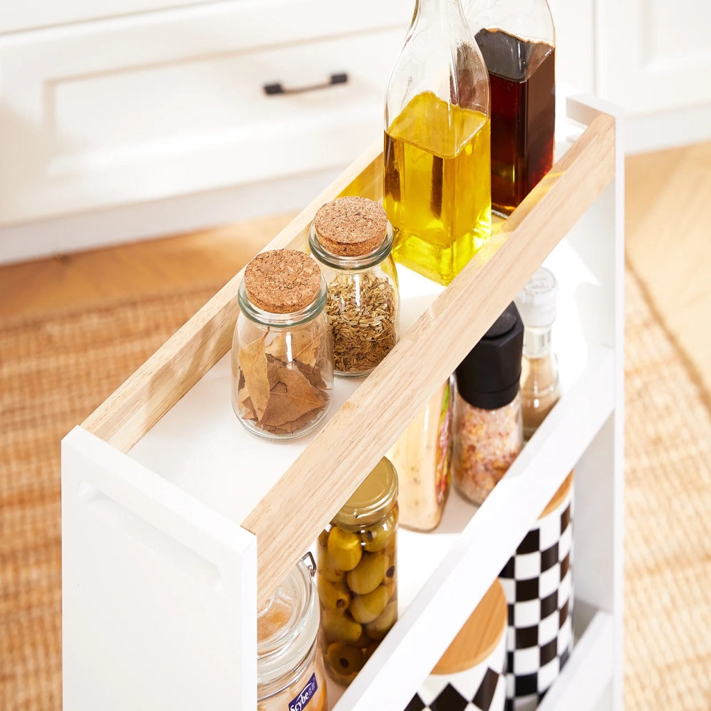 SoBuy Carrellino Salvaspazio Cucina o Bagno Scaffale per nicchia con 4 ripiani Bianco L50*P15*A80 NSR12-W