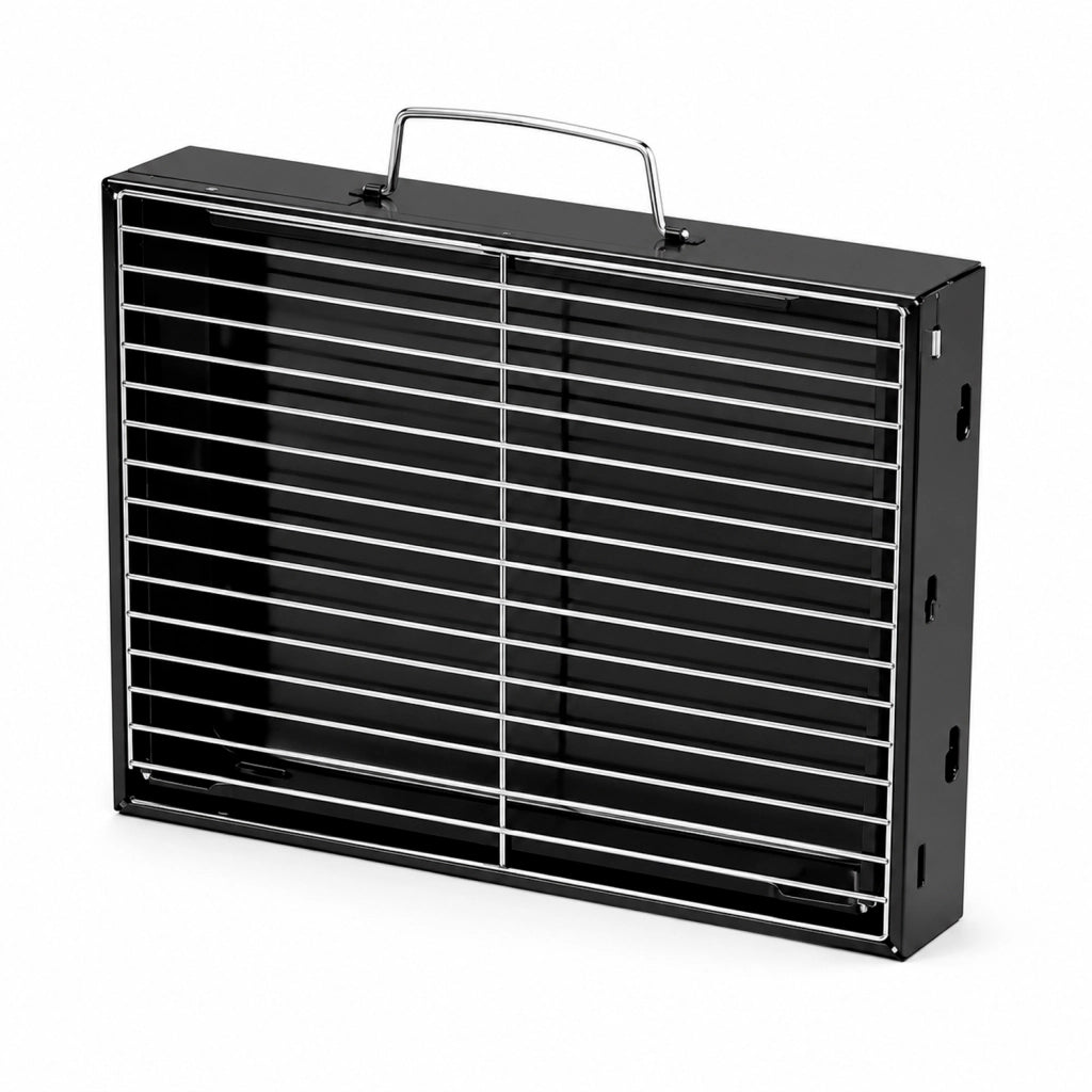 Barbecue A Carbone Portatile Pieghevole BBQ Con Griglia In Metallo Struttura Resistente Maniglia Integrata E Ventilazione Laterale 45.5 x 29.5 x 23 Cm Nero