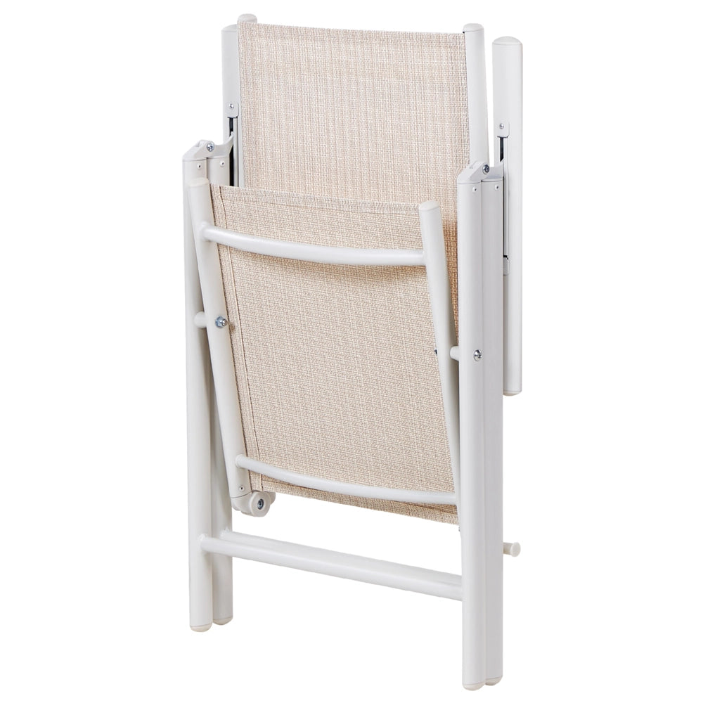 Set da pranzo da giardino in 7 pezzi Tavolo da pranzo in alluminio beige con 6 sedie pieghevoli