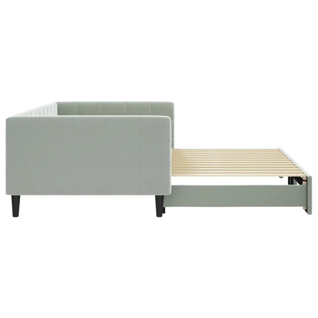 Divano Letto con Letto Estraibile Grigio Chiaro 100x200 Velluto
