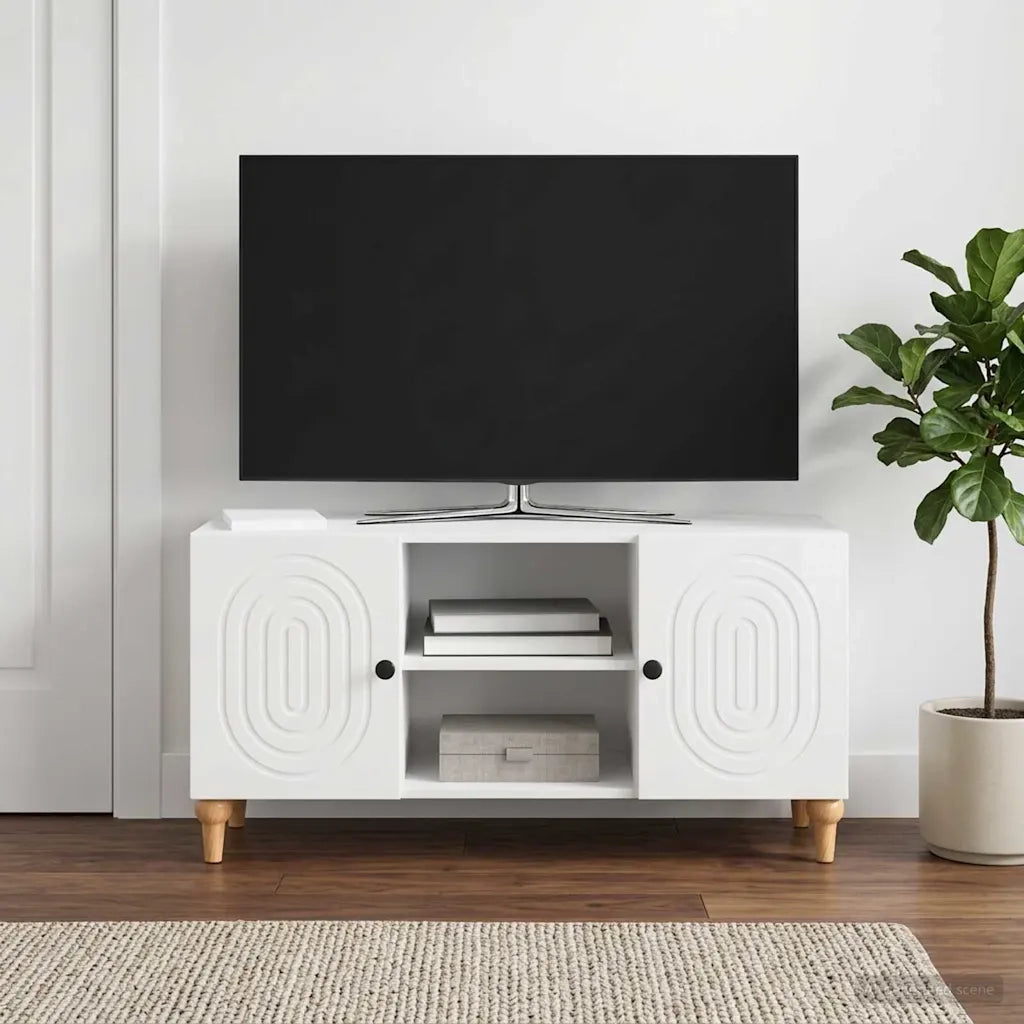 Mobile TV Bianco Lucido 102 x 34,5 x 50 cm Legno ingegnerizzato 894239