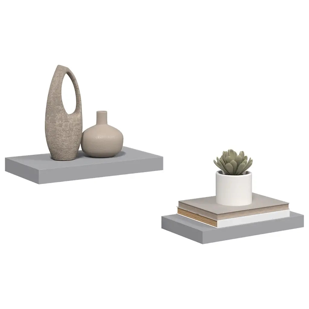 2 pz Scaffali a Parete | Ripiano a parete | Mensole a Parete Grigi 40x23x3,8 cm in MDF