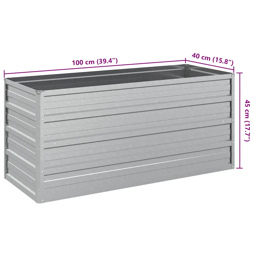 Letto Rialzato Giardino 100x40x45 cm in Acciaio Zincato Argento