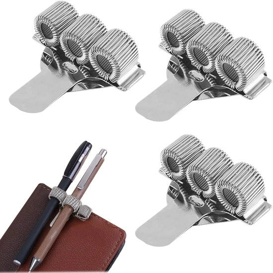 Pen tenisco, pen tenisco 3 in 1 con 3 fori, clip pen tenisco in acciaio inossidabile, pen tenisco per scrubs, accessori per infermieri, accessori per medici, bloc notes per uniformi infermieristiche (argento)